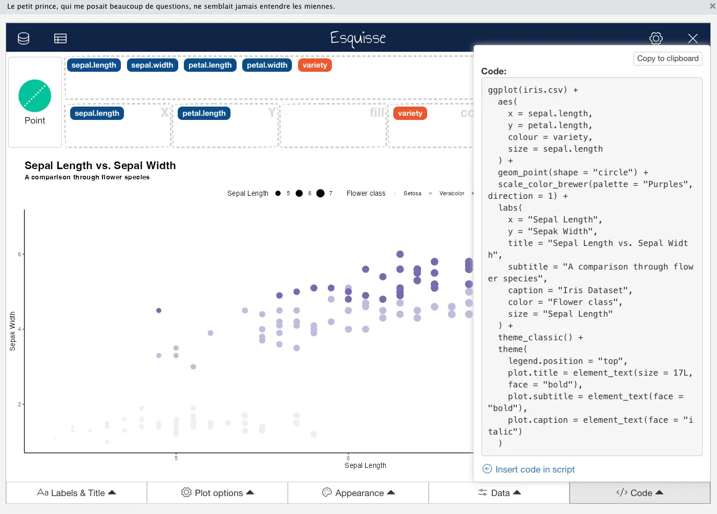 ggplot2 code for the chart example